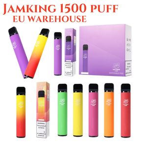 E cigaretter engångsvapen Jam King 1500 Puff Vape Eu Warehouse 4,8 ml Juice Smak 850mAh Battery Crystal Vape Disponertable Cigarett China vs Bang Vape Tornado Vapes