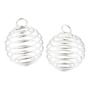 100Pcs DIY Silver Spiral Bead Cages Pendants Jewelry Findings Handmade Components Jewelry Making Charms 15X14MM 25X20MM 30X25MM209u