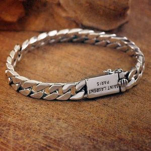 925 silver retro simple punk naked Bracelet mens tank whip chain couple party 231225