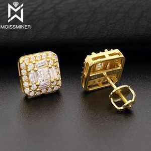 Charm Five Square Moissanite Earrings for Women Real Diamond S Sier Ear Studs Men Highend Jewelry Pass Tester Free Shipping