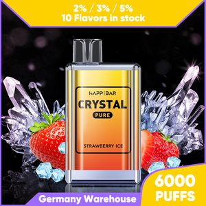 6000 Puff Одноразовая электронная сигарета Vape Crystal Design Хороший вкус 12 мл Стручок 1500 мАч 2% 5% Nic оптом Электронная сигарета