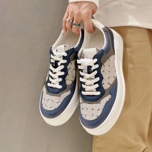 Men Woman Casual Shoes Luxury Brand Designer Chunky Genuine Leather Handmade Vintage Canvas Color Gradient Technology Couple Sneakers