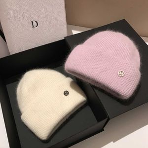 Japansk high-end ny kanin hår vit ull hatt kvinnor mode höst och vinter kall hatt varm pullover stickad hatt