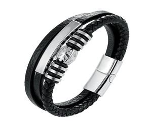 2018 Nytt äkta läderarmband för män smycken 316l rostfritt stål magnetiskt spänne mode armband armband antika gåva5054409