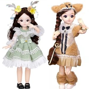 30cm Bjd Girls Toy 20 Detachable Splice Doll Fashion Dress Makeup Doll Plastic Body Full Set Play House Doll 231225