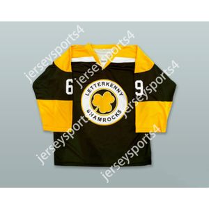 Custom SHORESY 69 LETTERKENNY SHAMROCKS BLACK HOCKEY JERSEY NEW Top Stitched S-M-L-XL-XXL-3XL-4XL-5XL-6XL