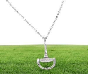 sterling silver micro pave cz snaffle bit pendant necklace for horse lover fine silver necklace high quality9150645