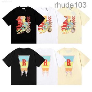 Designer modekläder tees hiphop tshirts rhude skönhet vision förföljer nöje joyride tryck sommar rund hals lösa tshirt män streetwear topps sportwe 3g86