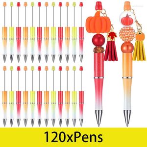 120Pcs Plastic Beadable Pens Black Ink Bead For DIY Making Beaded 3 Colors