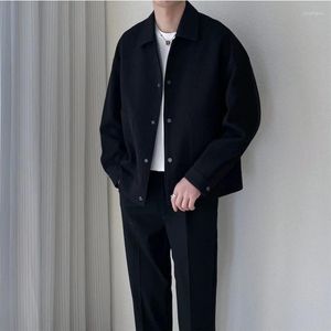 Men's Sweaters Jacket Autumn Winter Work Coat Velvet Korean Version Collar Leisure Coldproof Business Casual Pocket