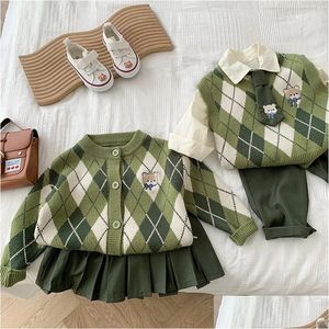 Pullover Slover Toddler Baby Ribling Dopasowanie stroju brat siostra stroje ubrania rodzinny płaszcz kamizelka swetra 231113 Drop dostawa dzieci OTH9V