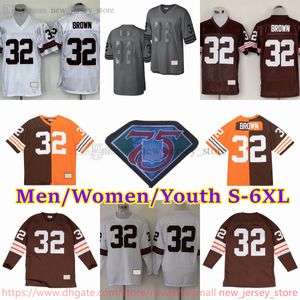 Anpassad S-6XL Throwback 1946-1999 Fotboll 32 Jim Brown Jersey Stitch 19 Bernie Kosar 14 Otto Graham 21 Eric Metcalf 73 Joe Thomas 76 Lou Groza Leroy Kelly Ozzie Newsome