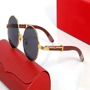 Óculos de sol clássicos de designer masculino para mulheres Big Round Gold Gold Frame Fixed Glass Oval Goggle Man Woman Vintage Brand Eyeglass W2639