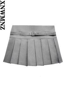 XNWMNZ Women's Fashion's Fashion 2023 Autumn Box Skort Skort Women Belt Vintage Vintage Mid Waist Female Chic Mini Skirt 231222 231222
