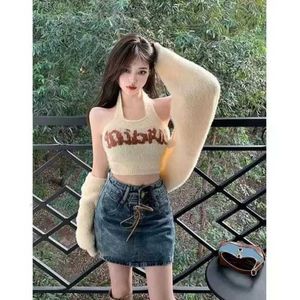 Women's T-Shirt Designer Deisel Women Spicy Girl Metal Hollow Knitted Sleeveless Tank Top 2023 Spring New Sexy Short Small Female Disel o6