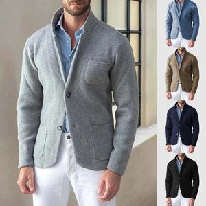 Erkek Sweaters Mens Sıraslı Ceket İngiltere Tarzı Stand Yakası Polar Hissediyor Figür-Out Mükemmel Akıllı Görünüm Ceket Erkekler