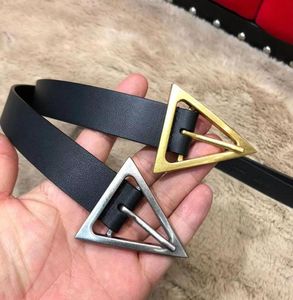 Leather belt for men women personality and fashion triangle copper buckle versatile doublesided head leather highquality lu1570903