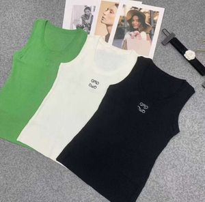 Women's T-Shirt Tank top anagram loewee crop tank designer T Shirts Women Knits Tee Knitted Sport Tops lowewe Woman Vest Yoga Tees Green size L High quality 2611ess