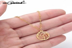 Fashion Volleyball Necklace Jewelry Chain Sports Ball Pendant Christmas rostfritt stål Krage6100127
