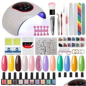 Kit per nail art 12 colori Set di smalti gel Base Top Coat 36W Lampada per asciugatrice a LED con Fl Strumenti per manicure fai da te Starter Drop Delivery Dhfgh