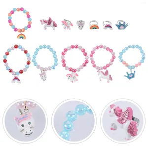 Charm Bracelets 2 Sets Children's Bracelet Ring Bangles For Girls Crafted Beaded Delicate