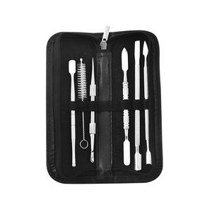 Stainless Steel Dab Tool Kit for Dry Herb Wax Pen Atomizer Picking Tools Brush Glass Tank Cleaner Dabber Starter Kits with Bag Packaging