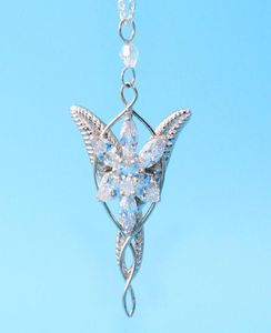 925 Sterling Splitter Hochzeit Schmuck Lord Princess Arwen Evenstar Anhänger Halsketten für Frauen Arwen Kristall Q05319043841