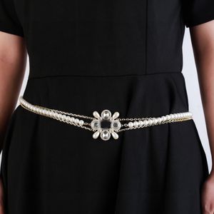 Fashion Women Belt Double Diamond Waist Chain Waistband channel Luxury Designer Belts Golden Sliver Metal Belt Letter ceinture Girdle Prom Wedding Dress ax47e