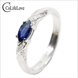 Natural Sapphire Ring 3 mm 6 mm Sapphire Gemstone Silver Ring Solid 925 Silver Sapphire Jewelry319a