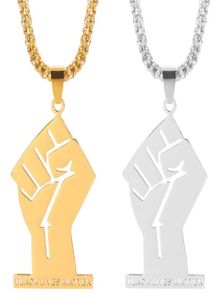 Black Lives Matter African Pendant Necklaces for Women Men Gold Color Fist Necklace Stainless Steel Africa Ornament Jewelry Gift8687475