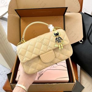 Brand Classic Mini Flap Bag Solid Plaid Designer Bag Top Handle Gold Chain Crossbody Bags Pures Designer Woman Bag Högkvalitativ Luxurys handväskor med söta ornament