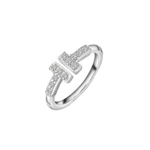 designer douele anel aberto anéis 925 prata plaed 18k rosa ouro abertura incrustada com diamante aniversário de casamento para presente feminino com caixa