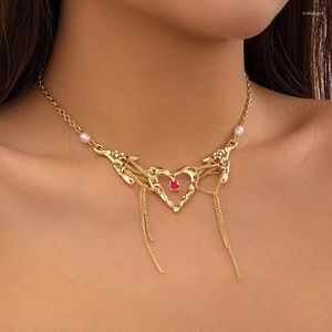 Pendant Necklaces Heart Love Tassel Necklace Women Bridal Goth Vintage Choker Sweet Charms Clavicle Chain Jewelry Gifts