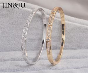 Jinju Gold Color Charm BraceletsBangles for Women Birthday Present Copper Cubic Zirconia Cuff Braclet Femme Dubai Fashion Jewelry 24152408