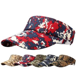 2017 Summer Unisex Visor Empty Top Camouflage Sun Hat Brim Blank Elastic Band Caps Beach UV Protection Military Hats1948121