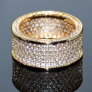 60% promozione gocce di gioielli in moda fatti a mano 10kt giallo oro pieno pavimentazione piena zaffiro bianco cz diamond gemstones cerchio 2609