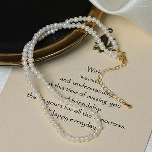 Choker Elegant natürlicher Süßwasserperlen Halskette Statement Luxusschmuck kleine unregelmäßige weiße Barockperlen Hochzeitskragen