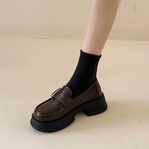 Lady Dress Shoes Thick Soled British Style Women's Shoes Spring Autumn Models Mary Jane Foot Small Leather Jk Single Summer