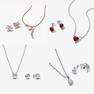 Hot sales new designer necklaces for women rose gold silver pendant collarbone chain DIY fit Pandoras ME Love Necklace earrings Set engagement jewelry gift with box