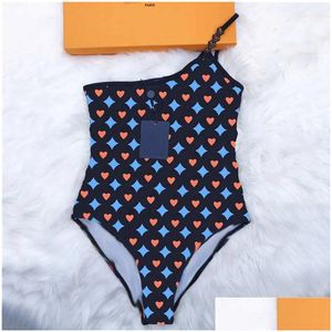 Swim Wear One Shoder Swimwear Women Designer Y Swimsuit Slimming Tight Piece Bathing Suits Holiday Beach Bikinis7001365 Drop Delivery Dhy85