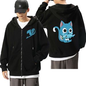 Anime hoodie cauda hoodies fada zip moletom com capuz haruku camisolas de manga longa jaqueta preta pullovers unisex topo