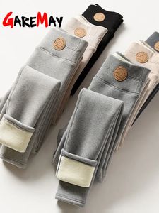 Ciepłe legginsy damskie miękkie z polarnymi spodniami termicznymi szare legginsy z wysokim talią chude grube aksamitne zimowe legginsy dla kobiet 231225