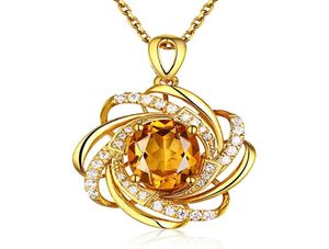 Real 18K Gold 2 Carats Topaz Pendant Women Luxury Yellow Gemstone 18 K Necklace Crystal Jewelry Womens Accessoires 2208185244994