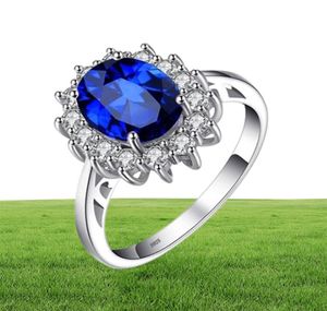 La principessa di gioiello ha creato anello di fidanzamento blu sapphire per donne kate middleton corona 925 anello in argento sterling 2202104383587