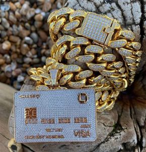 Full Iced Out Credit Card Pendant Necklace Mens Gold Silver Color Hip Hop Jewelry With Tennis Chain Charm CZ Jewelry Gifts X07074794577
