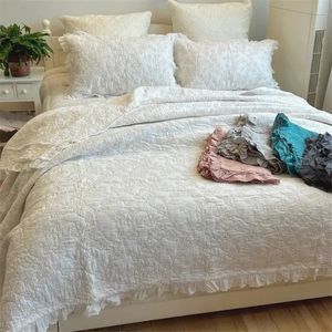 Sheet.Sheet.Embroidered Retro Ruffles Quilted Bedspread Cotton Soft 3PCS Bedspread on the Bed Queen Size Summer Quilt Coverlet Comforter Set 231221