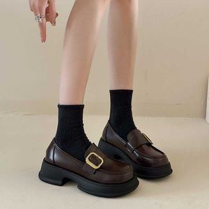 Dress Shoes Thick soled British style women's shoes spring and autumn new models Mary Jane foot small leather JK single summer