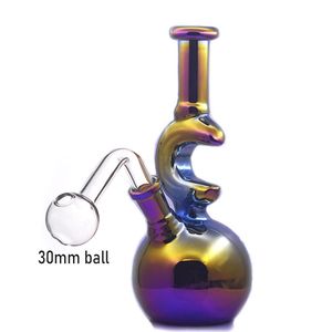 Arco-íris 14mm Feminino Vidro Bong Hookahs Beaker Bongs Grosso Reciclador Ashcatcher Clássico Fumar Tubulações de Água com Diwnstem Oil Burner Pipe 1pcs