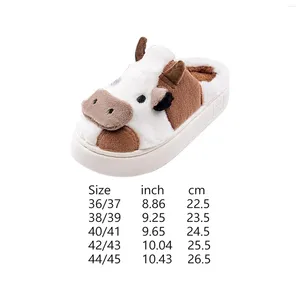 Slippers Winter Cow Plush Novelty Portable Creative Adorable Animal Indoor Shoes Footwear For House Home Dorm Travel Men