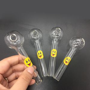 Hot Sale Smile Logo Glass Oil Burner Pipes Pyrex Oil Burner Glass Spoon Pipes Handrör Tobaksrör för rökningstillbehör